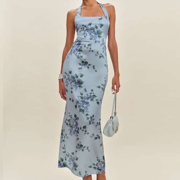 Reformation Dresses & Skirts - Reformation Ivan Silk Dress Blue - Size 6